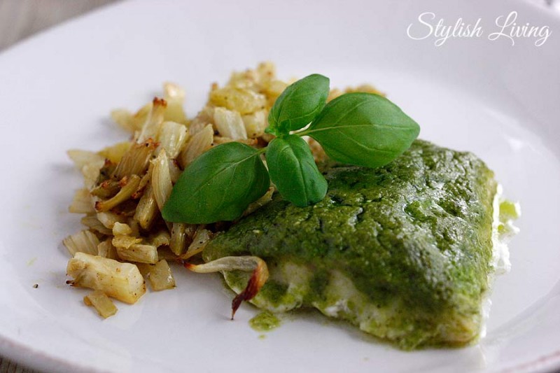 Kabeljaufilet mit Pesto und Fenchelgemüse à la Regine