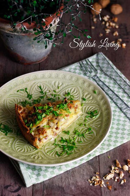 Kartoffelquiche mit Speck, Roquefort und Walnüssen - Stylish Living