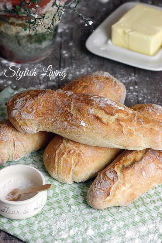Rustikales Baguette mit knuspriger Kruste nach Peter Reinhart