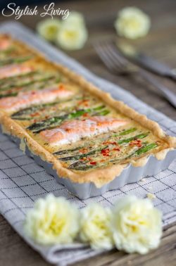 Spargel-Lachs-Tarte mit Mürbeteig