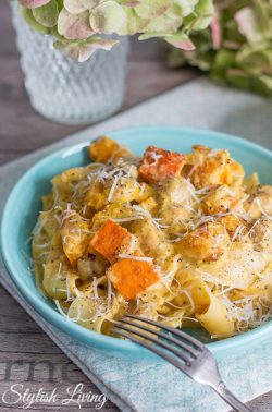 Pasta mit Kürbis und Champignons