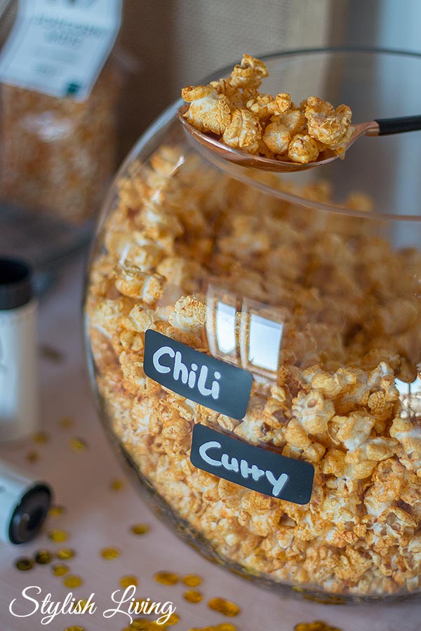 Chili-Curry-Popcorn für die Popcorn Bar