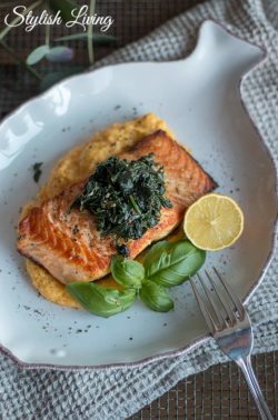 Lachs auf Pastinaken-Karotten-Püree mit Blattspinat