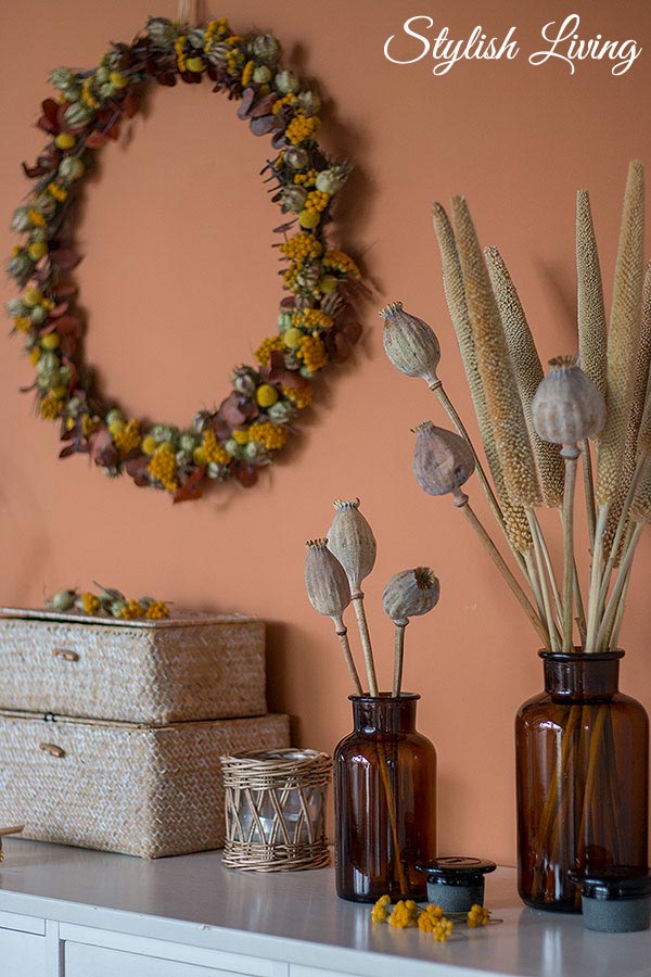 Dekorieren mit DIY Kranz aus Trockenblumen