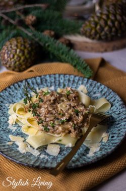 Pappardelle mit Krause Glucke in Sahnesauce